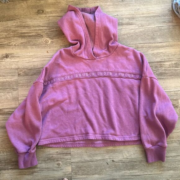 2 Crop Hoodies Calvin Klein and Under Armor sz XS/S Pink Grey - Picture 2 of 8